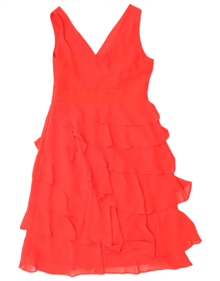 Debenhams Dame Petite Ærmeløs Tiered Dress UK 12 Medium Rød Polyester
