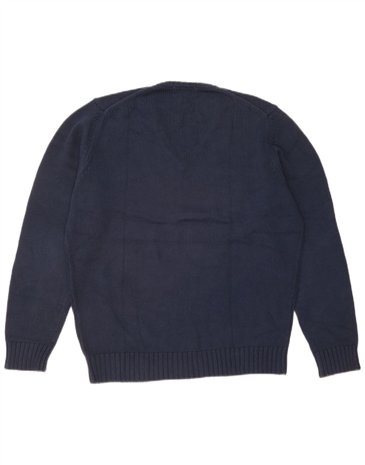 Zara Herre V-hals sweater Stor marineblå bomuld
