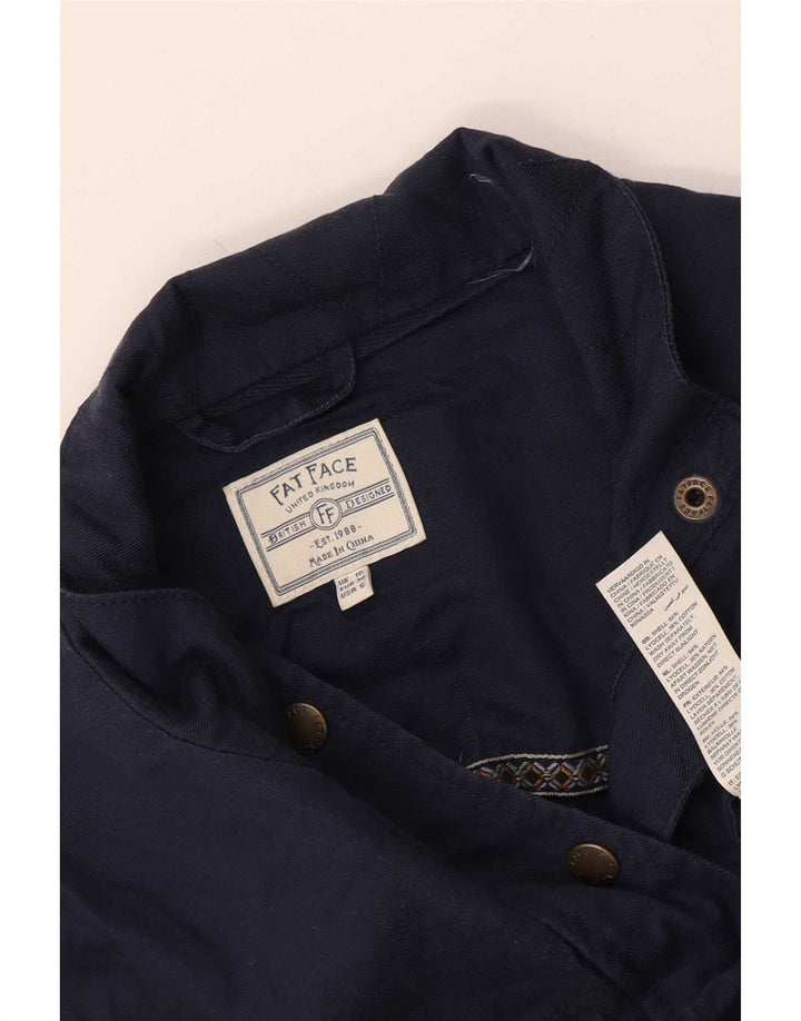 Fat Face Womens Military Utility Jacket UK 10 Small Navy Blue Lyocell