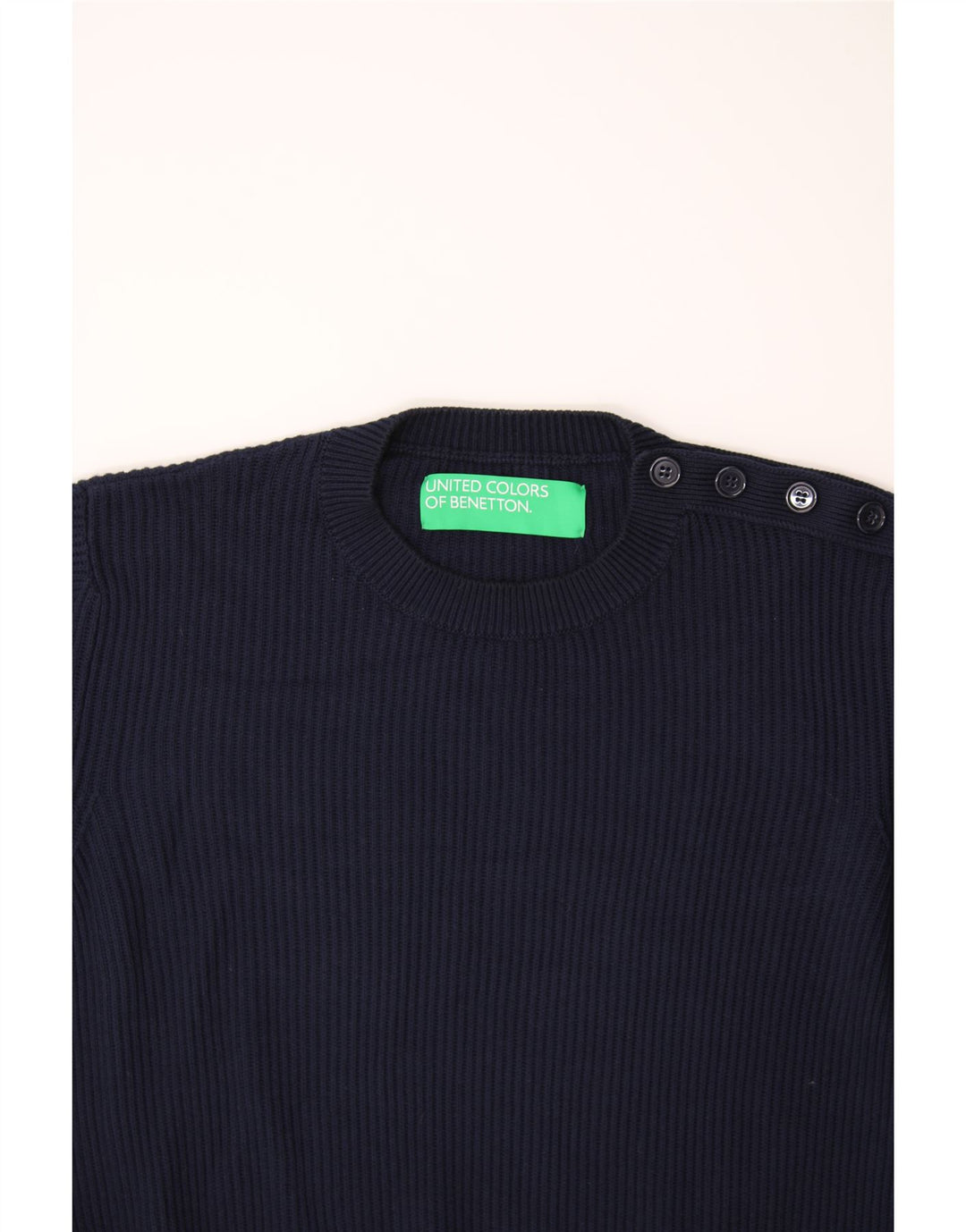 BENETTON Womens Crew Neck Jumper Sweater UK 16 Large Navy Blue Vintage Benetton and Second-Hand Benetton from Messina Hembry 