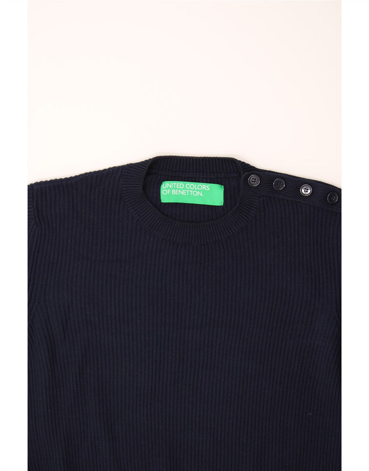 BENETTON Womens Crew Neck Jumper Sweater UK 16 Large Navy Blue Vintage Benetton and Second-Hand Benetton from Messina Hembry 