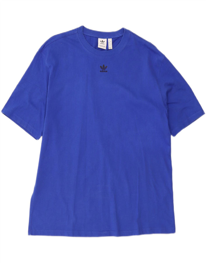 Adidas Dame Oversized T-Shirt Top UK 16 Stor Blå Bomuld