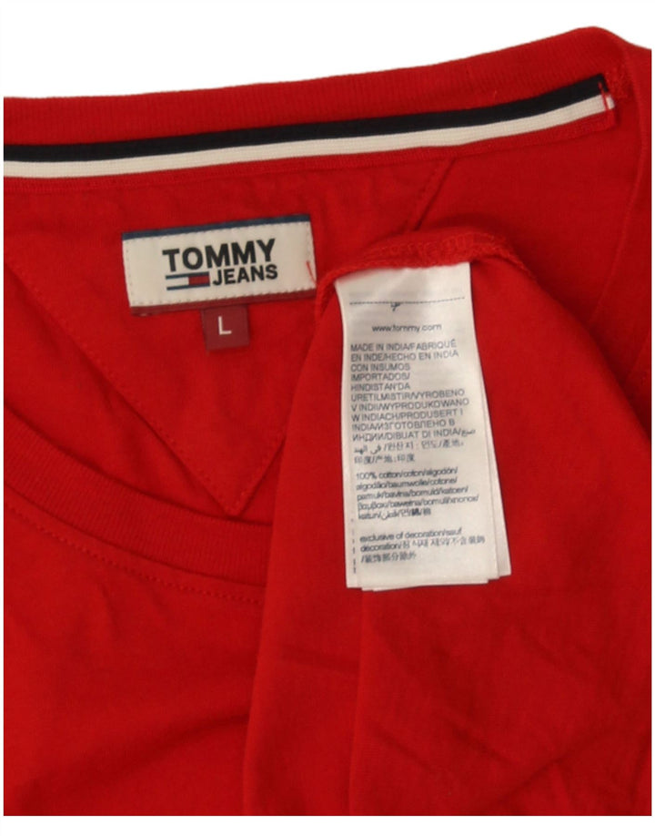 Tommy Hilfiger Herre T-Shirt Top Stor Rød Bomuld