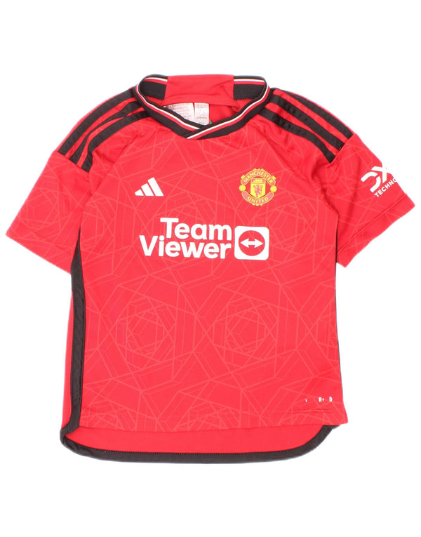 Adidas Boys Manchester United Grafisk T-Shirt Top 5-6 År Rød Geometrisk