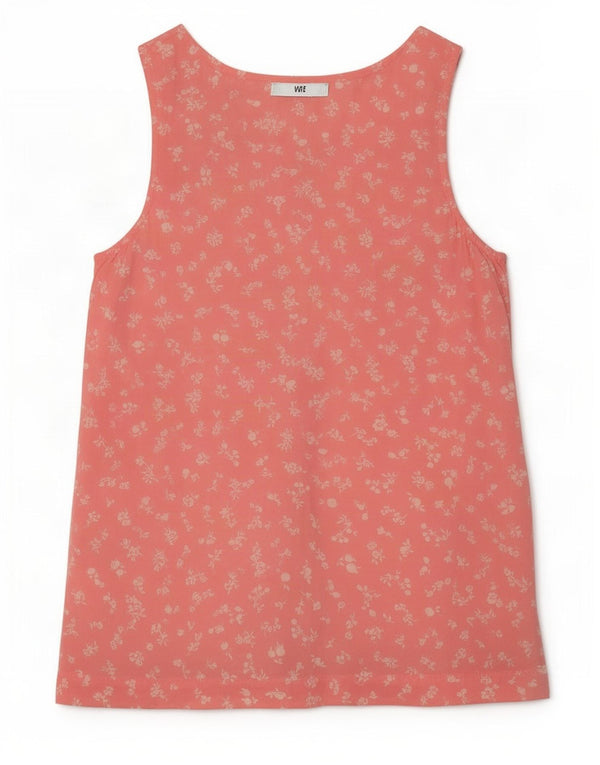 Benetton Dame Ærmeløs Oversized bluse Top UK 6 XS Pink Floral Modal
