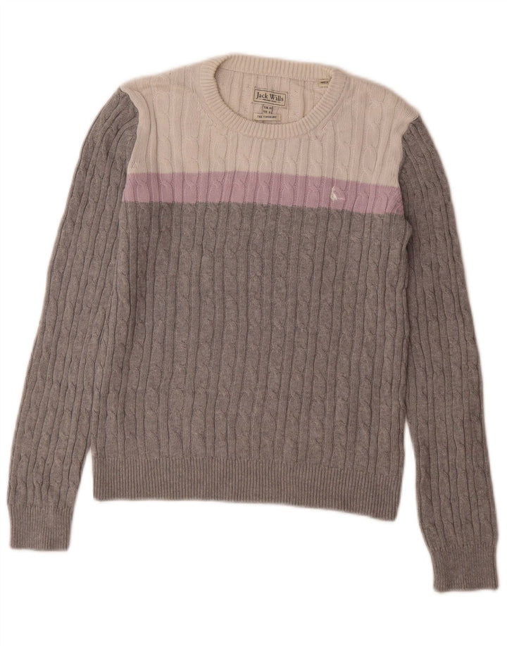 Jack Wills dame sweater med rund hals DK 10 lille grå farveblok
