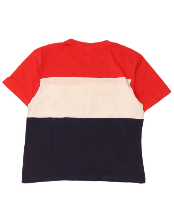 Fila Grafisk T-shirt top til kvinder DK 6 XS Rød Colourblock Bomuld