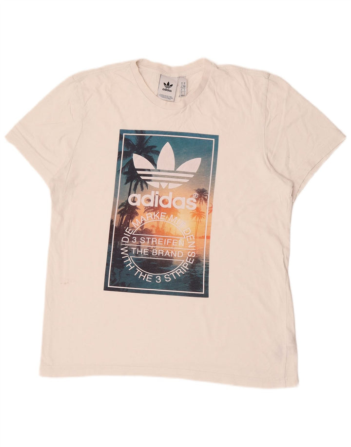 Adidas Grafisk T-shirt top til mænd, stor hvid bomuld