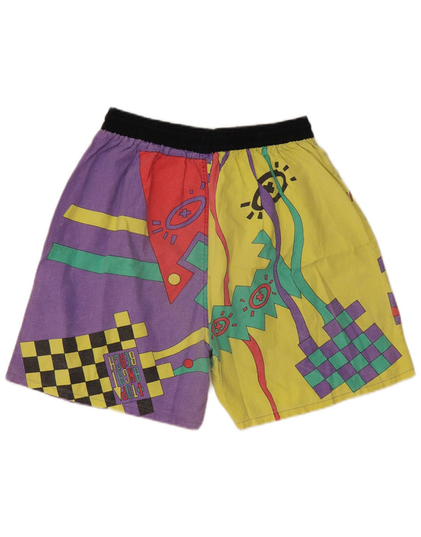 Vintage kvinders grafiske svømmeshorts UK 14 Stor lilla farveblok