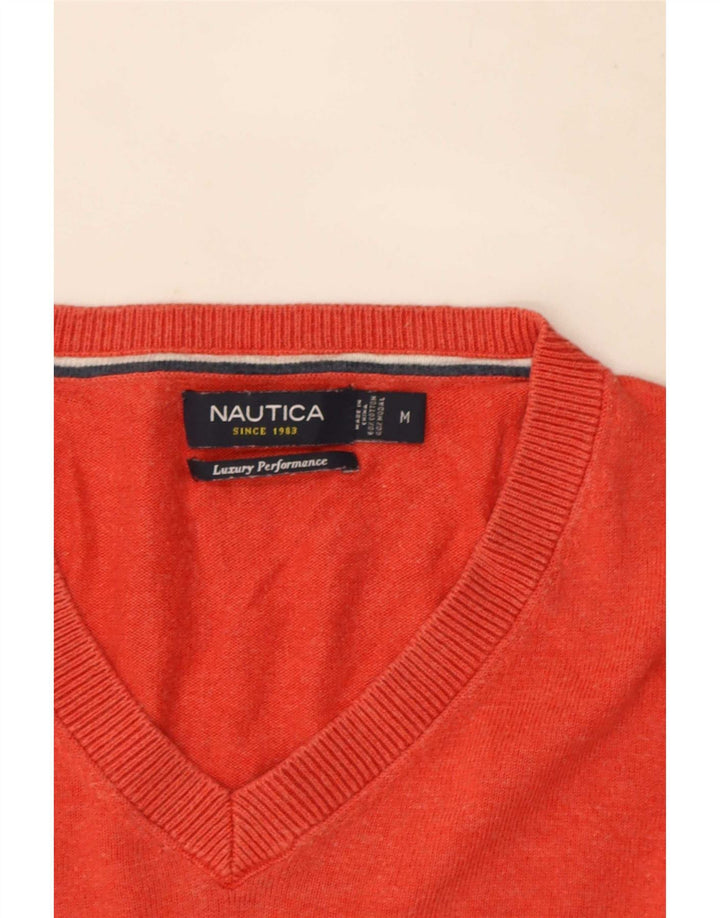 Nautica Herre V-hals sweater Medium Rød Bomuld