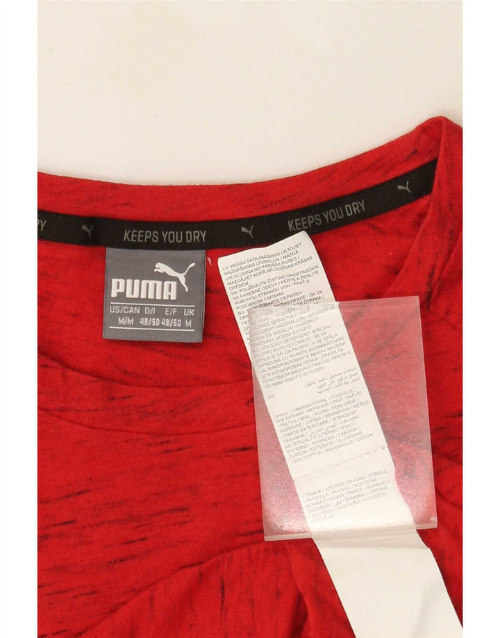 Puma Herre T-Shirt Top Medium Rød Flecked Bomuld