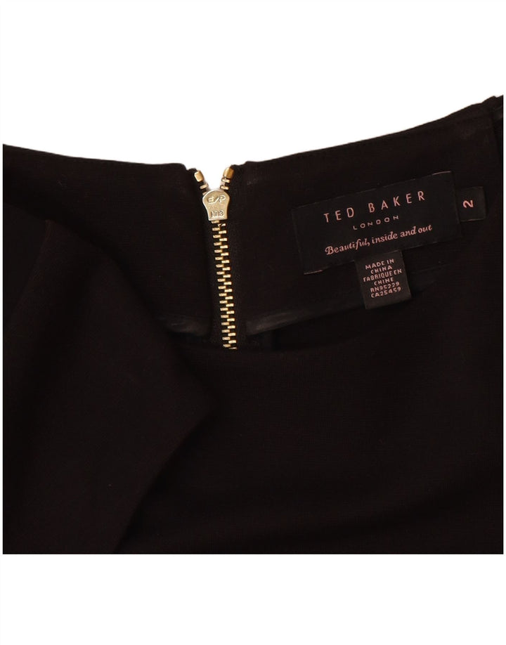Ted Baker Womens Sheath Dress Størrelse 2 Small Black Colourblock Viscose