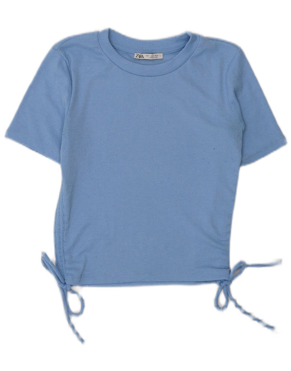 Zara Womens Crop T-Shirt Top UK 10 Small Blue