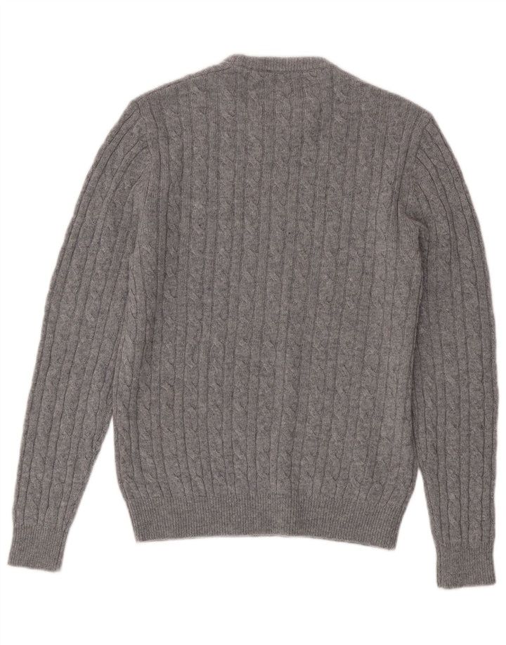 Jack Wills Herre Crew Neck Jumper Sweater UK 14 Medium Grey Merino Wool