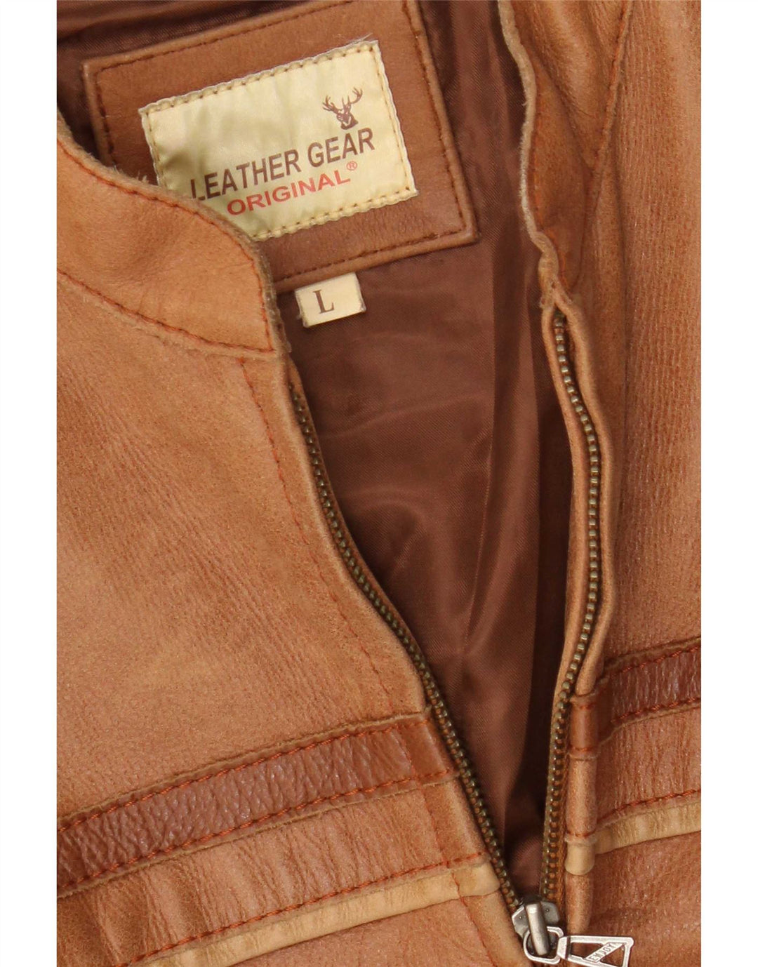 Vintage Herre Læder Racer Jakke UK 40 Stor Brun