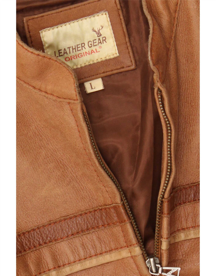 Vintage Herre Læder Racer Jakke UK 40 Stor Brun