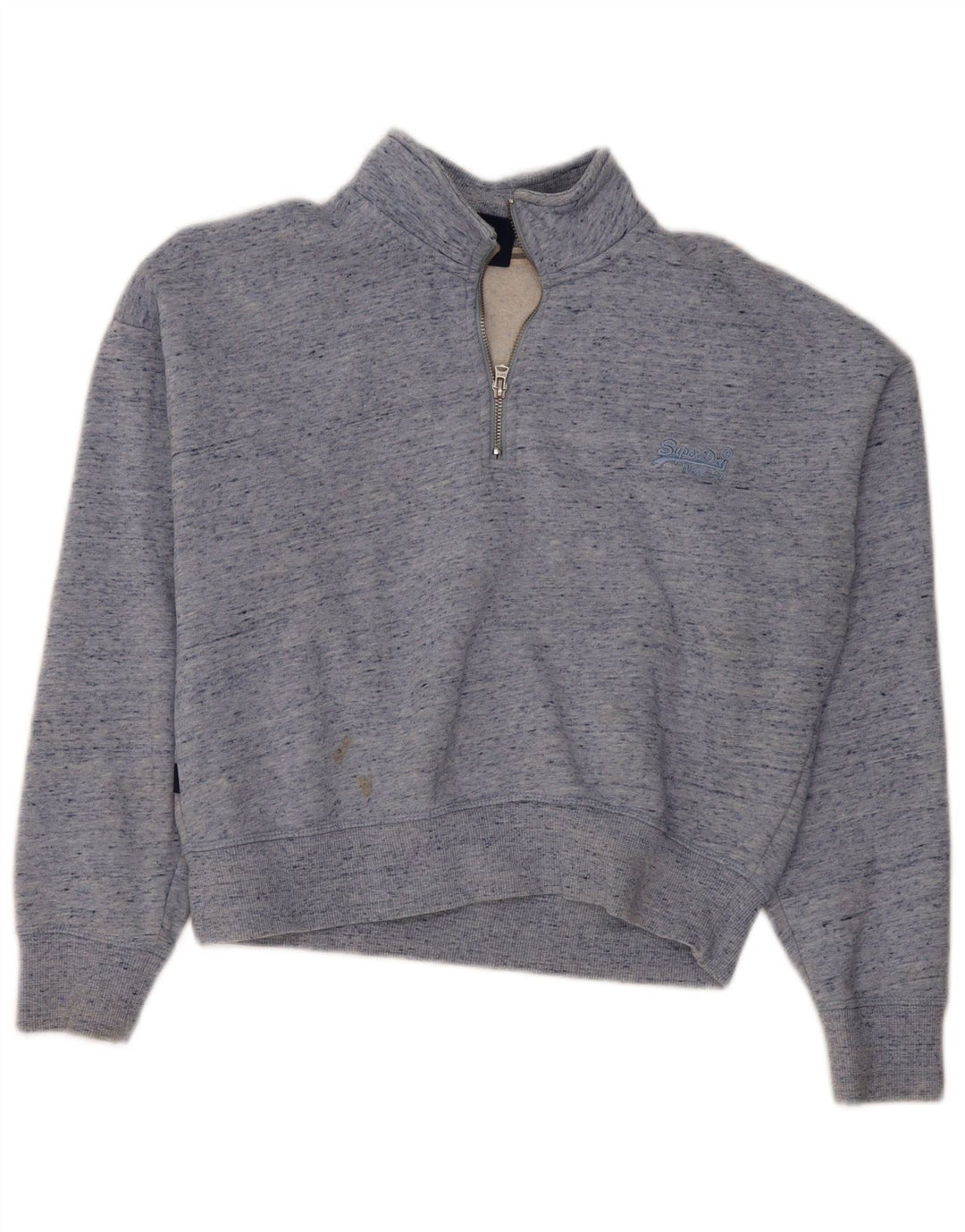 SUPERDRY Sweatshirt med lynlås til kvinder UK 12 Medium Blue Flecked