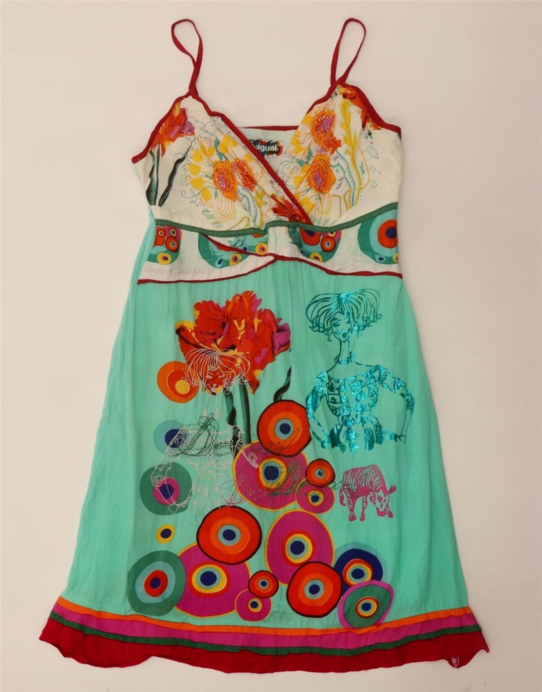 Desigual Graphic Sundress til kvinder EU 40 Medium Blue Floral Viscose