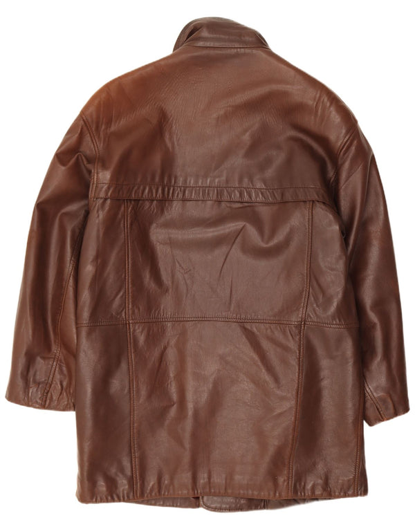 Vintage læderfrakke til kvinder UK 14 Large Brown