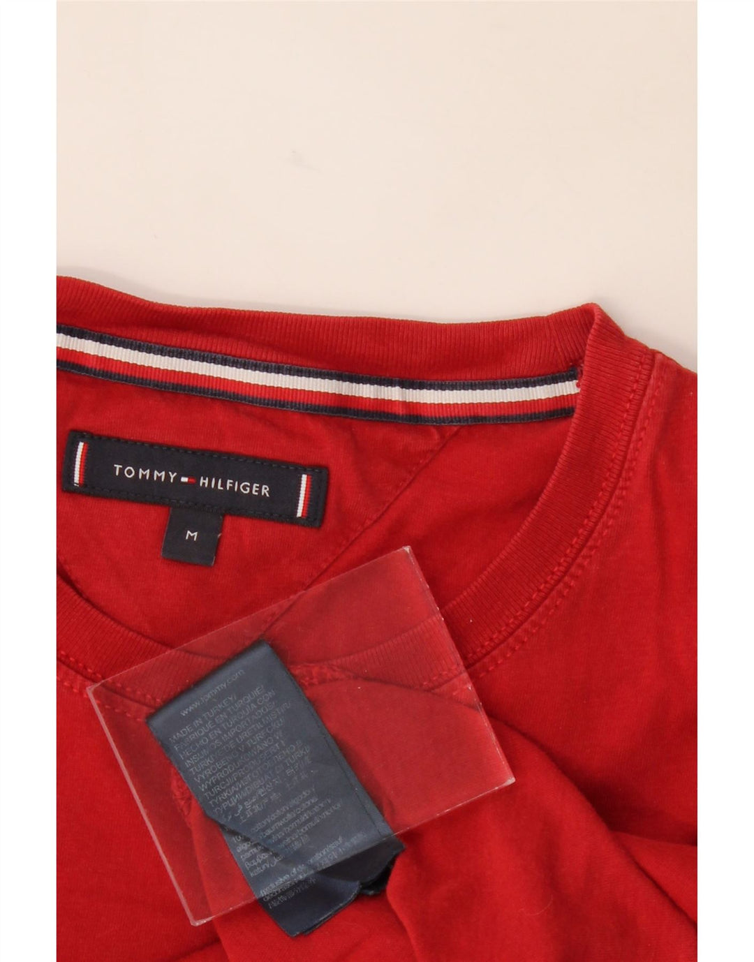 TOMMY HILFIGER Mens T-Shirt Top Medium Red Cotton Vintage Tommy Hilfiger and Second-Hand Tommy Hilfiger from Messina Hembry 
