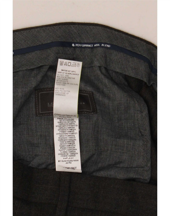 Marks & Spencer Herre Lige Regular Fit Suit Bukser W36 L33 Grå Uld