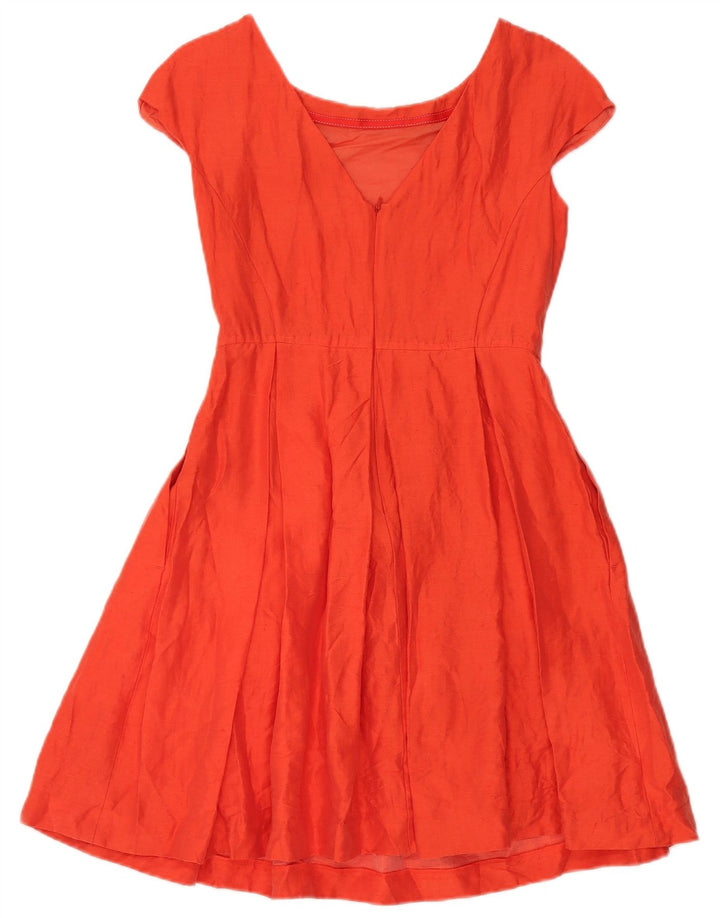 Max Mara Dame Weekend A-Line Kjole UK 8 Small Orange Linen