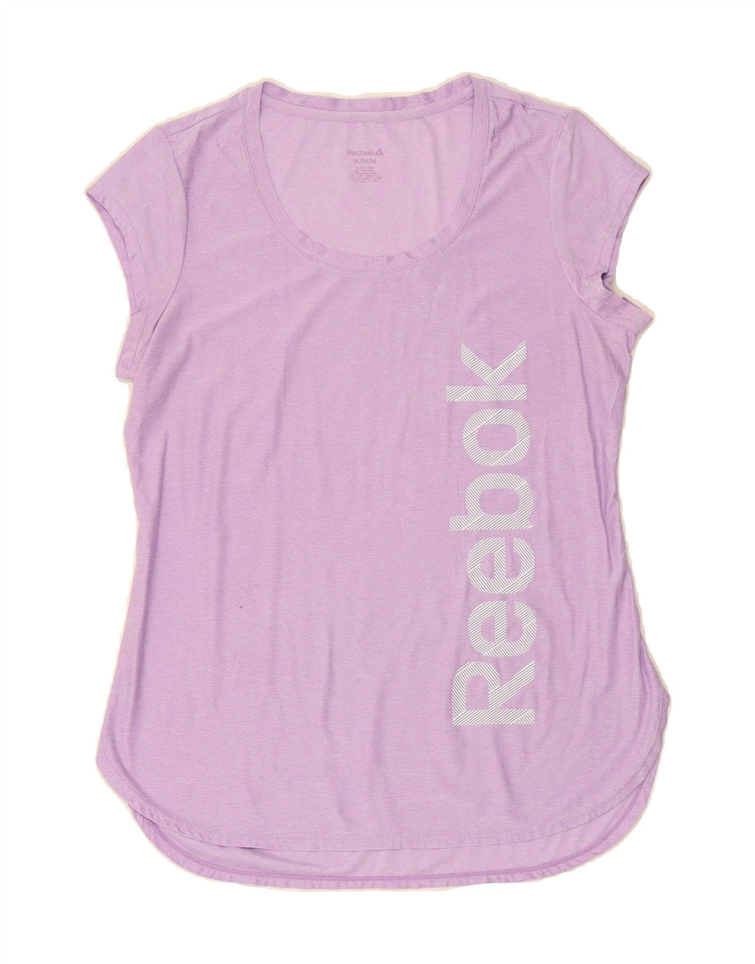 REEBOK Womens Graphic T-Shirt Top UK 14 Medium Purple Polyester Vintage Reebok and Second-Hand Reebok from Messina Hembry 
