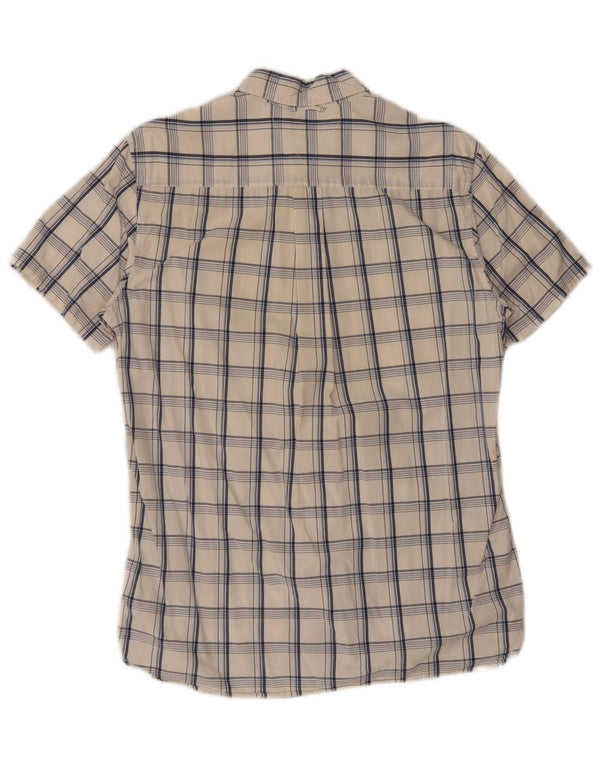 Tommy Hilfiger Mens Short Sleeve Custom Fit Shirt Medium White Check Cotton