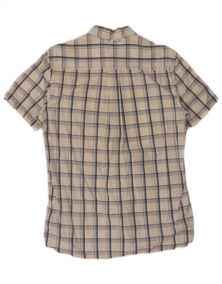 Tommy Hilfiger Mens Short Sleeve Custom Fit Shirt Medium White Check Cotton