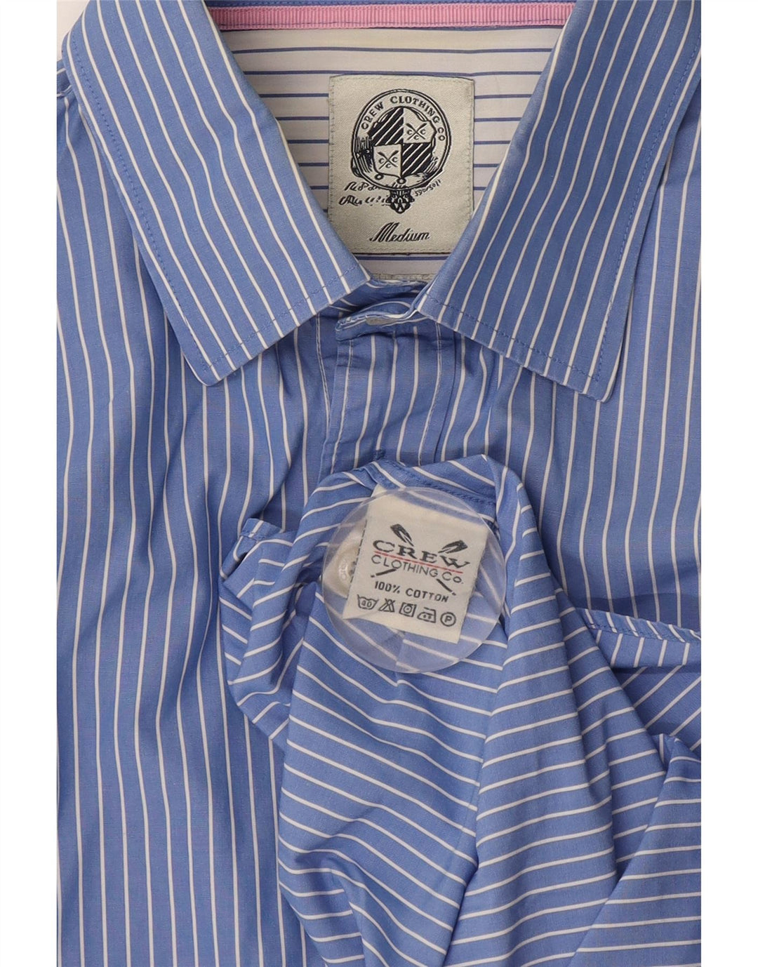 Crew Clothing Herreskjorte Medium Blue Pinstripe Bomuld