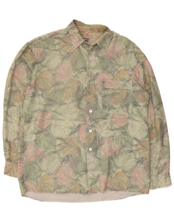 Vintage herreskjorte str. 40 Medium Green Floral