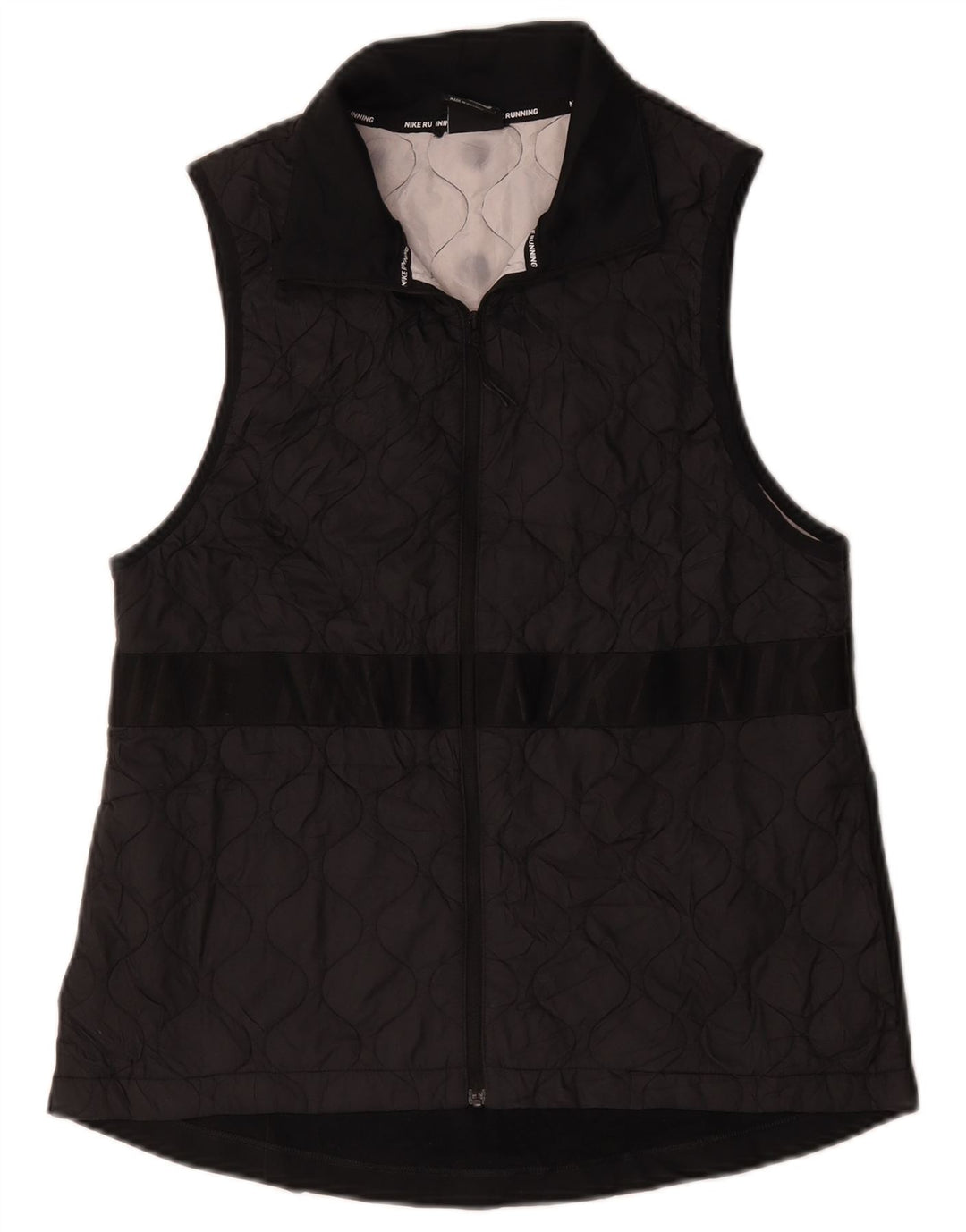 Nike Dame Grafisk Quiltet Gilet UK 12 Medium Sort Polyester