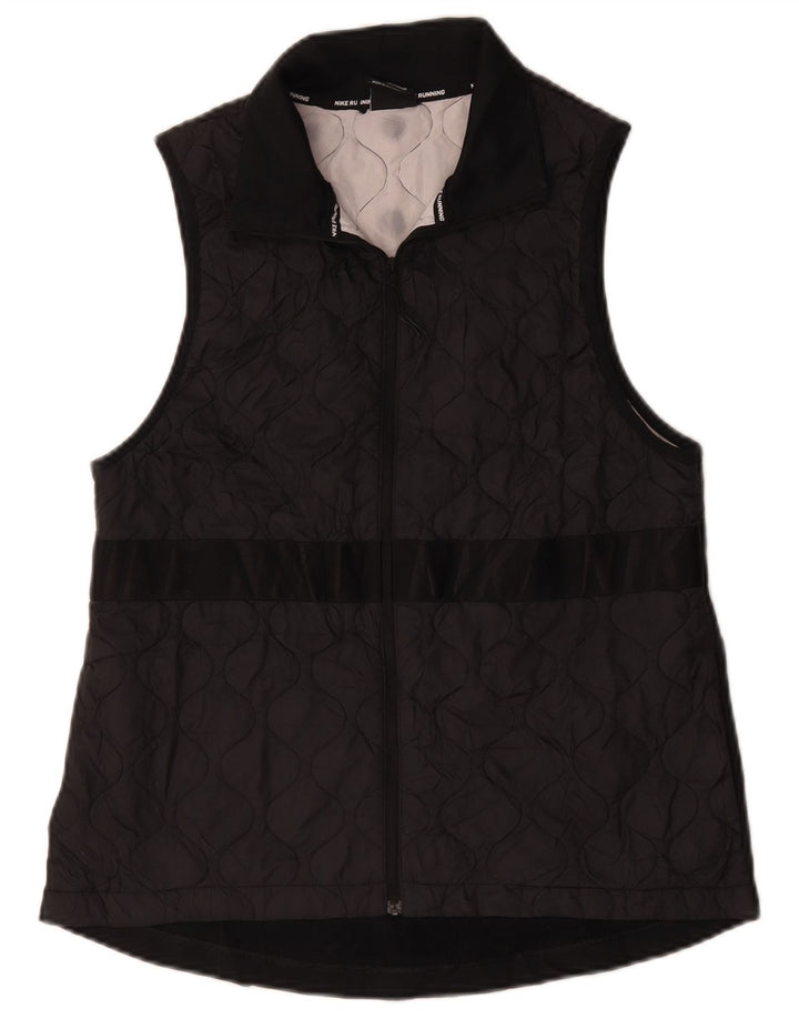 Nike Dame Grafisk Quiltet Gilet UK 12 Medium Sort Polyester