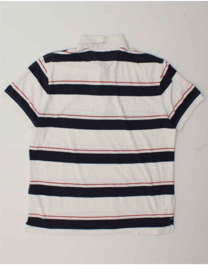 Tommy Hilfiger Herre Custom Fit Polo Shirt Stor hvid stribet