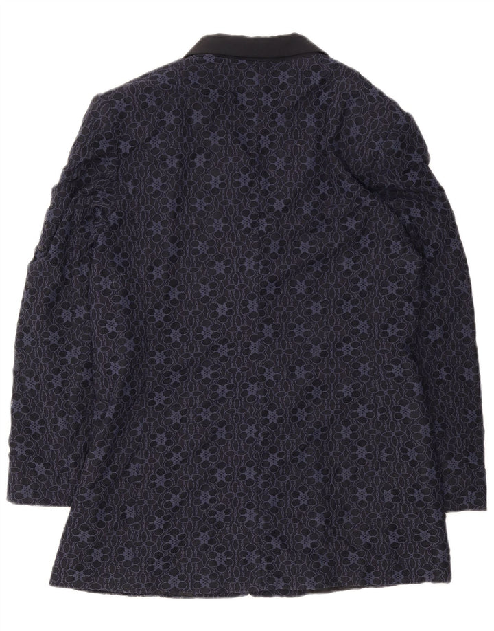 Carol Dame 3-knaps blazerjakke IT 48 XL Navy Blue Floral Polyamid