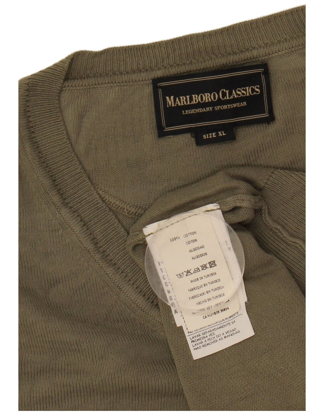 Marlboro Classics Herre V-hals sweater XL Khaki Bomuld