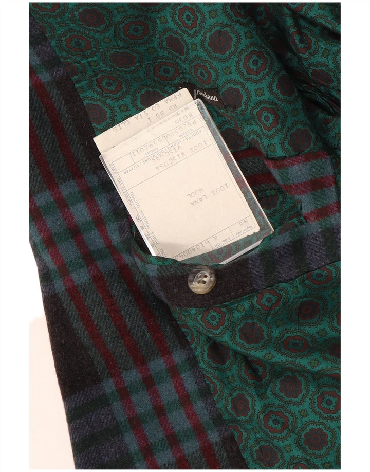 Vintage herre 2-knaps blazerjakke IT 48 Medium marineblå ternet uld