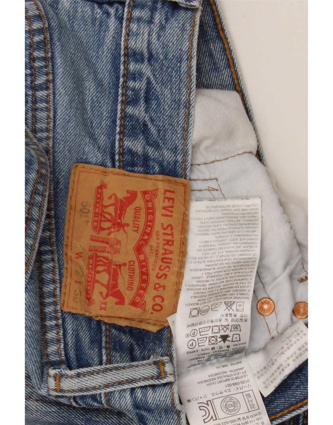 Levi's Herre 501 Straight Jeans W32 L30 Blå Bomuld