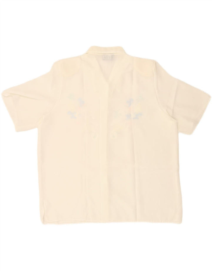 DA VINCI Womens Short Sleeve Shirt Blouse UK 18 XL Off White Polyester Vintage Da Vinci and Second-Hand Da Vinci from Messina Hembry 