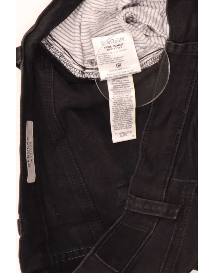 Marks & Spencer Herre Regular Straight Jeans W34 L29 Sort Bomuld
