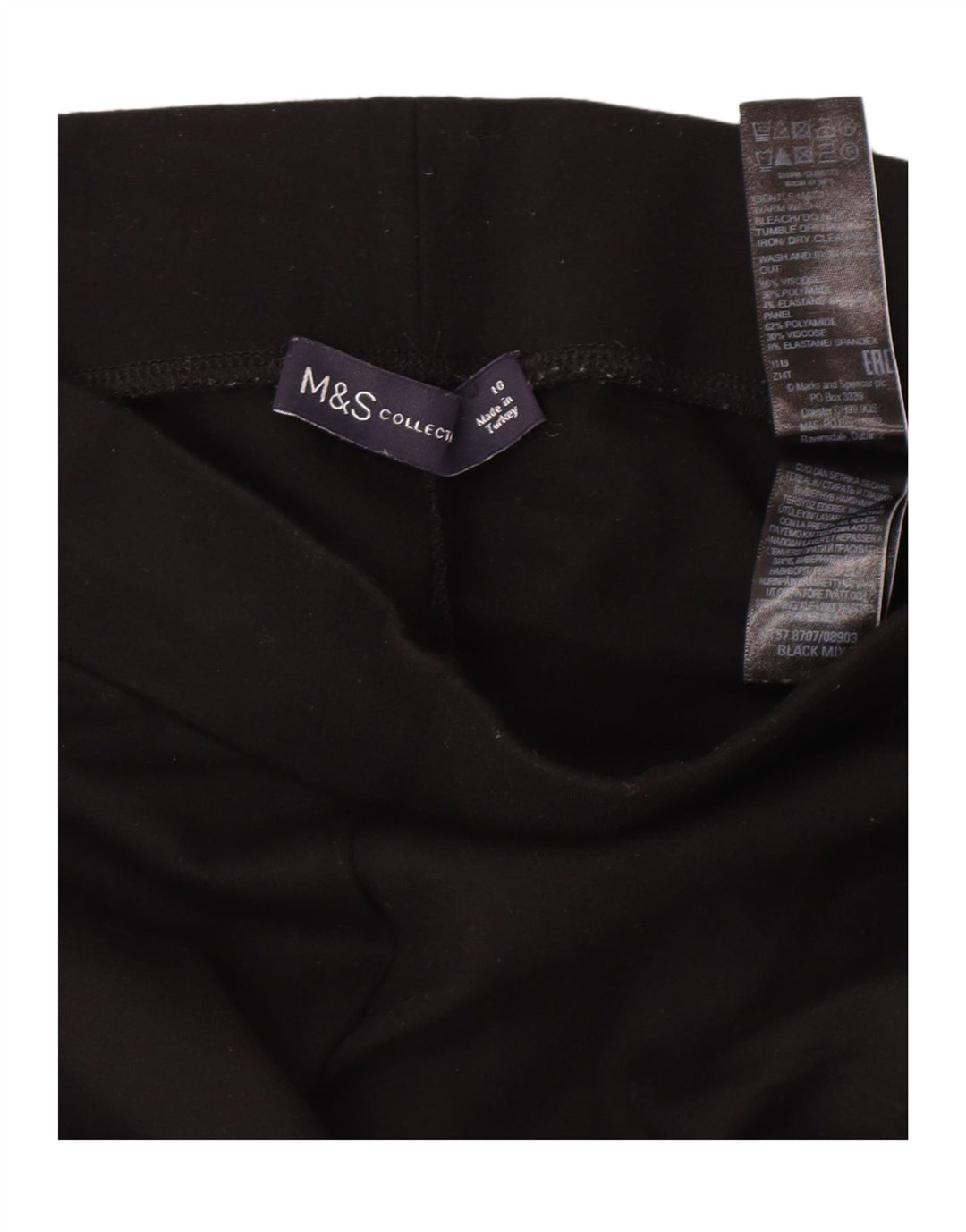 MARKS & SPENCER Womens Leggings UK 10 Small Black Viscose Vintage Marks & Spencer and Second-Hand Marks & Spencer from Messina Hembry 