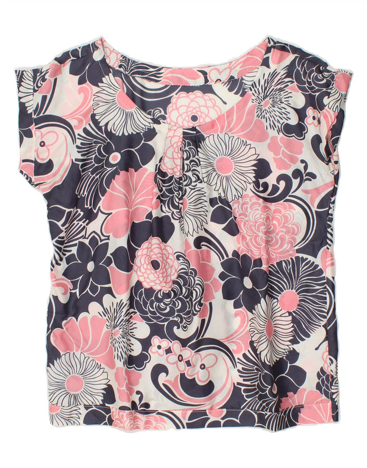 VINTAGE Womens Blouse Top UK 16 Large Navy Blue Floral Vintage Vintage and Second-Hand Vintage from Messina Hembry 