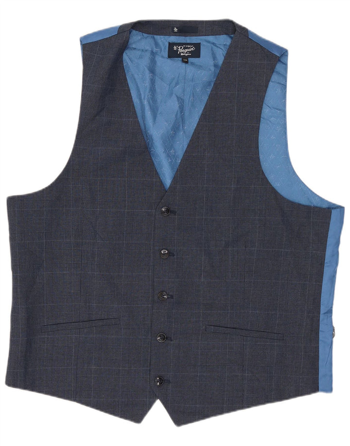Penguin Herrevest UK 44 2XL Blå Houndstooth Polyester