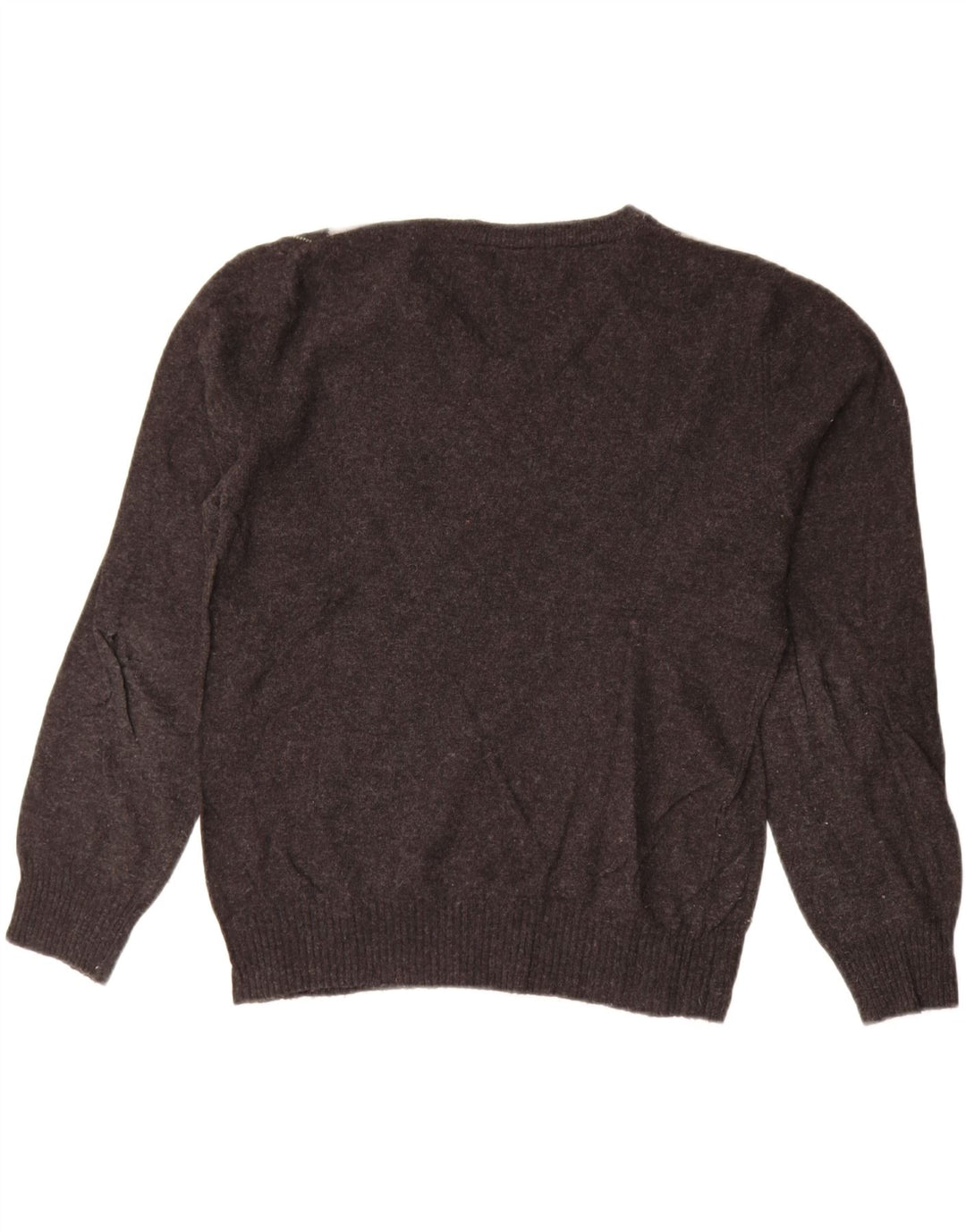 ZARA Herre V-hals sweater Medium Grey Argyle/Diamond Wool