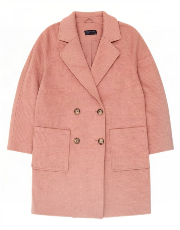 Marks & Spencer Dame Oversized Dobbeltradet Frakke UK 10 Small Pink