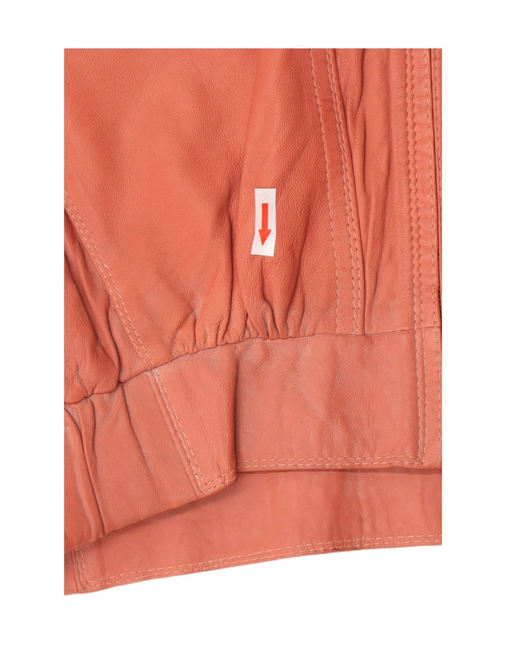Vintage Dame Oversized Læderjakke EU 40 Medium Pink Læder