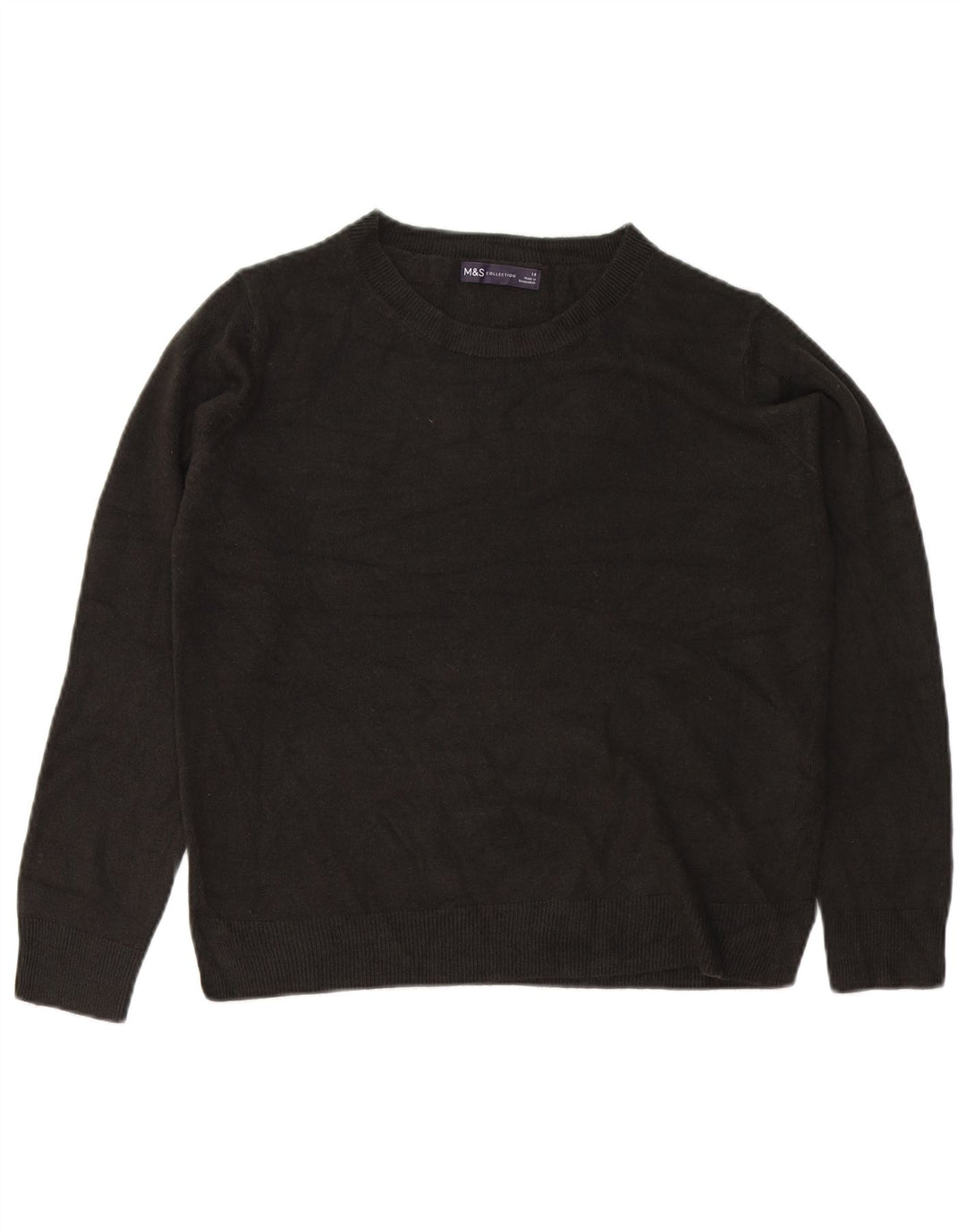 Marks & Spencer Dame sweater med rund hals DK 14 Medium Sort Akryl