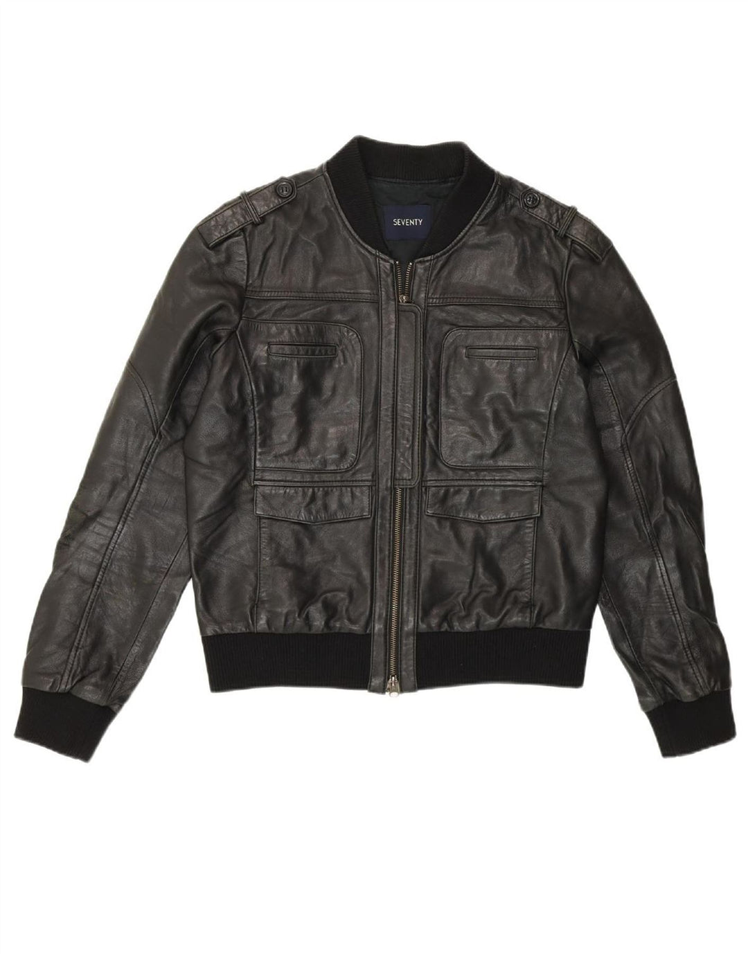 SEVENTY Womens Leather Jacket IT 46 Large Black Leather