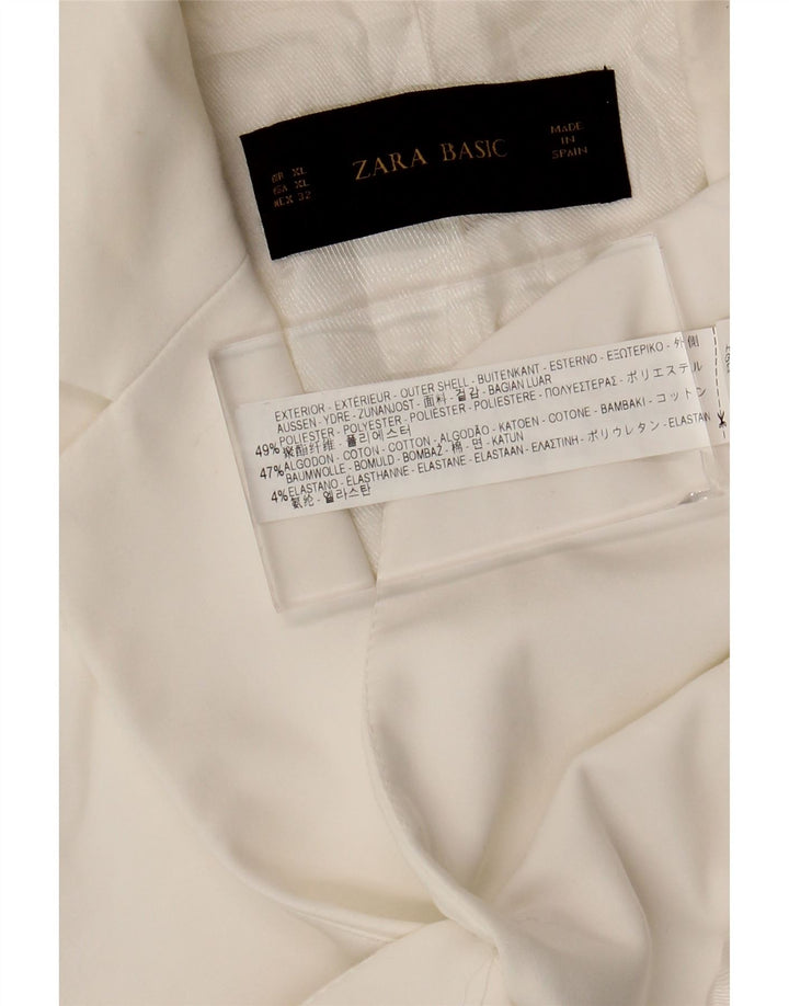 ZARA blazerjakke med 1 knap til kvinder UK 18 XL Hvid polyester