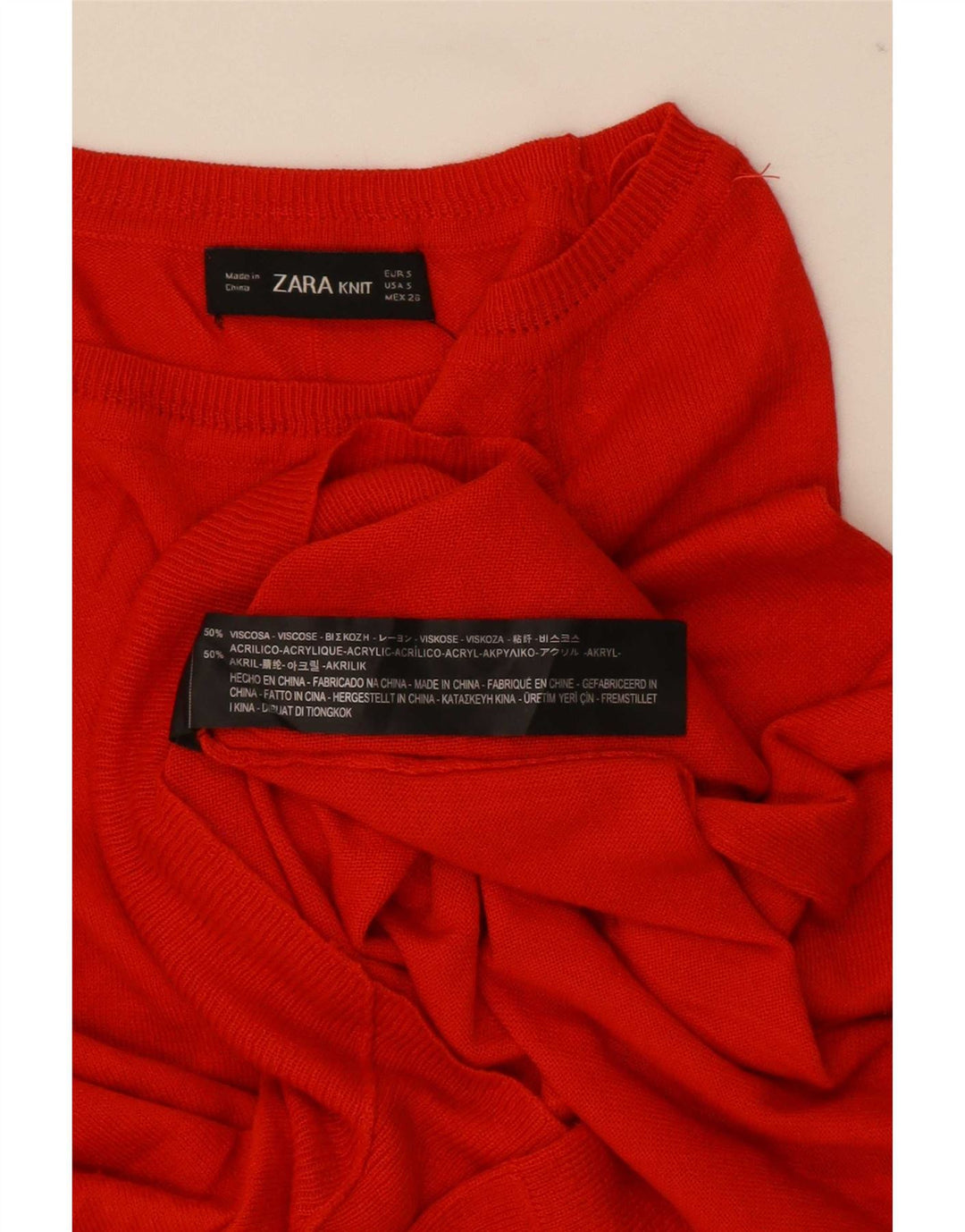 Zara Dame Boat Neck Jumper Sweater UK 10 Small Red Viscose